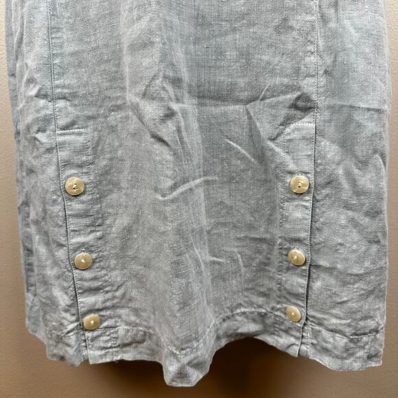 J. Jill Love Linen Dress Sleeveless Pockets Button Detail Aqua Medium Coastal - Picture 4 of 12
